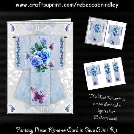 Fantasy Rose Kimono Card in Blue Mini Kit