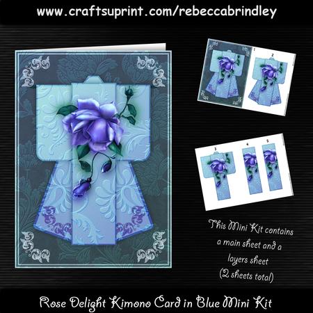 Rose Delight Kimono Card in Blue Mini Kit