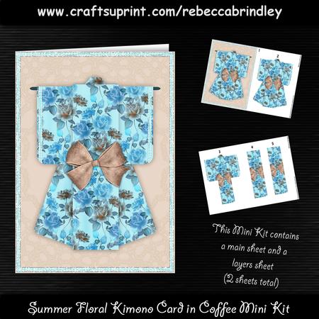 Summer Floral Kimono Card in Coffee Mini Kit