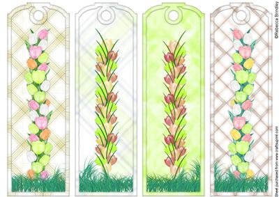 Simply Tulips in Green Bookmarks