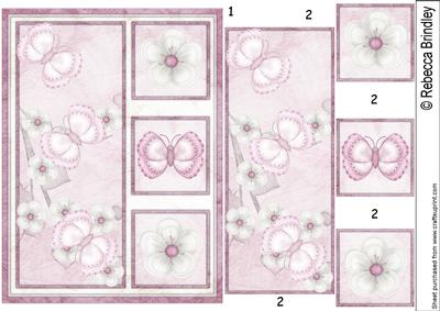 Pink Flutterby Blossoms A5 Card Front