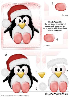 The Little Christmas Penguin Decoupage