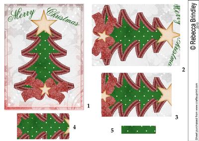 Merry Christmas Tree Pyramid in Red and Green