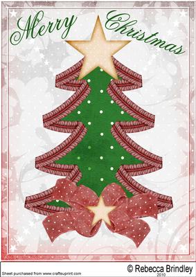Merry Christmas Tree A4 in Red and Green