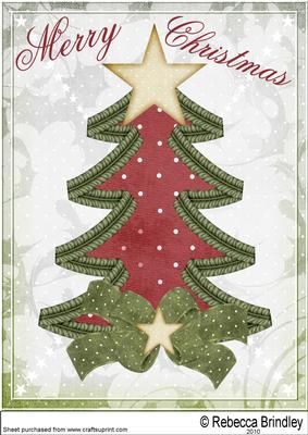 Merry Christmas Tree A4 in Green and Red