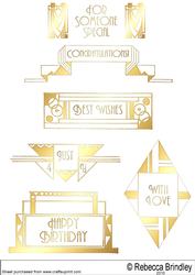Art Deco Greeting Plates in Gold
