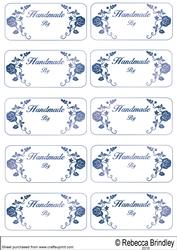 Labels Saying Handmade by in Blue
