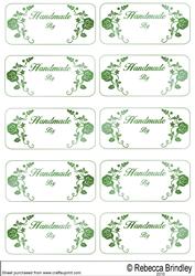 Labels Saying Handmade by in Green