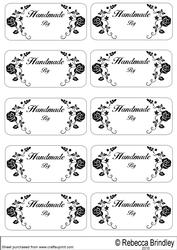 Labels Saying Handmade by in Black on White