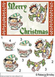 Cute Christmas Pixies Decoupage