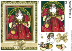 Vintage Santa of the Holly Bush Decoupage