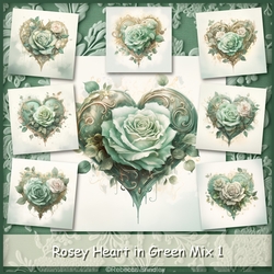 Rosey Heart in Green Mix 1