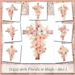 Cross with Florals in Blush - Mix 1
