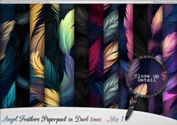 Angel Feathers Paperpack in Dark tones - Mix 1