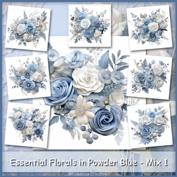 Essential Florals in Powder Blue - Mix 1