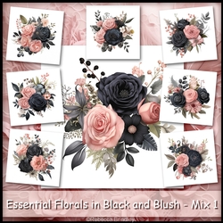 Essential Florals in Black and Blush - Mix 1