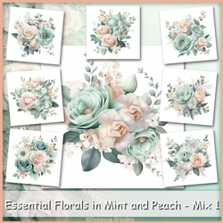 Essential Florals in Mint and Peach - Mix 1