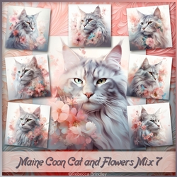 Maine Coon Cat and Flowers Mix 7