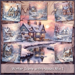 Winter Scene with Houses Mix 1