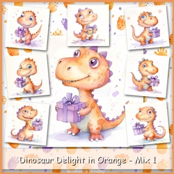 Dinosaur Delight in Orange - Mix 1