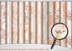 Flourishing Florals Paperpack in Peach and White - Mix 1