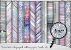 Glitter Stripes Paperpack in Holographic Pastel - Mix 1