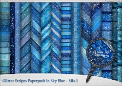 Glitter Stripes Paperpack in Sky Blue - Mix 1