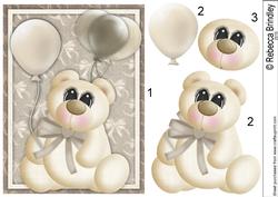 Cream Balloon Bear Decoupage