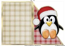 Cut and Fold Christmas Penguin in Red