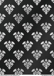 Royal Damask Backing Paper - Silver on Black