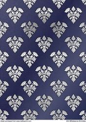 Royal Damask Backing Paper - Silver on Navy