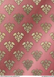 Royal Damask Backing Paper - Gold on Red