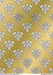 Royal Damask Backing Paper - Silver on Gold