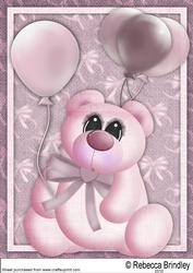 Pink Balloon Bear A4