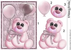 Pink Balloon Bear Decoupage