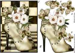 Flowerheads Over Heel Decoupage