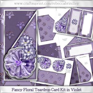 Fancy Floral Teardrop Card Kit in Violet