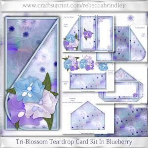 Tri-blossom Teardrop Card Kit in Blueberry