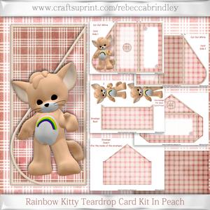 Rainbow Kitty Teardrop Card Kit in Peach
