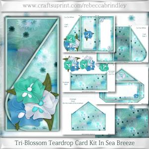 Tri-blossom Teardrop Card Kit in Sea Breeze