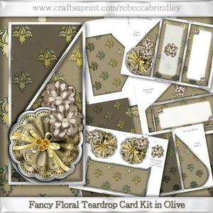 Fancy Floral Teardrop Card Kit in Olive