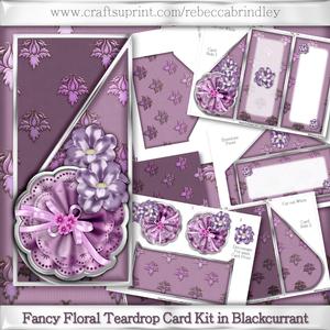 Fancy Floral Teardrop Card Kit in Blackcurrant