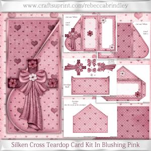 Silken Cross Teardop Card Kit in Blushing Pink