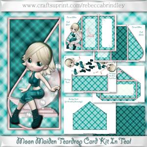 Moon Maiden Teardrop Card Kit in Teal