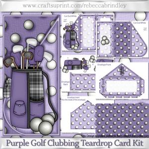 Purple Golf Clubbing Teardrop Card Kit