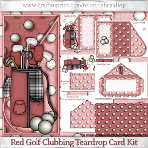 cup213315_442 - Red Golf Clubbing Teardrop Card Kit