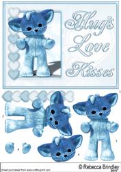 Blue Hugs Decoupage
