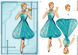 Flirty Frocks in Turquoise Decoupage
