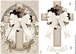Oval Cross in Taupe Decoupage