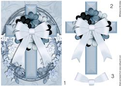 Oval Cross in Blue Decoupage